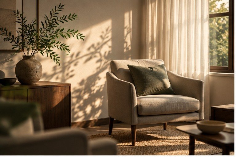 A calm, welcoming room with natural light